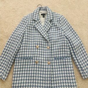 New Look Houndstooth, Oversized Blazer - Blue and White